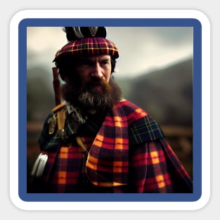 Scottish Highlander in Clan Tartan Sticker